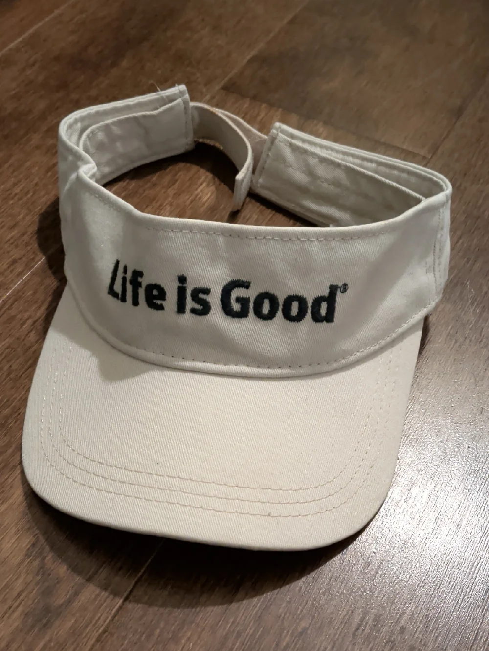 Life Is Good Cream Canvas Visor with Black Embroidered Logo